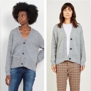 $465 CLOSED Alpaca Wool Sweater Cardigan V-Neck Women's Sz M Gray Preppy Luxury